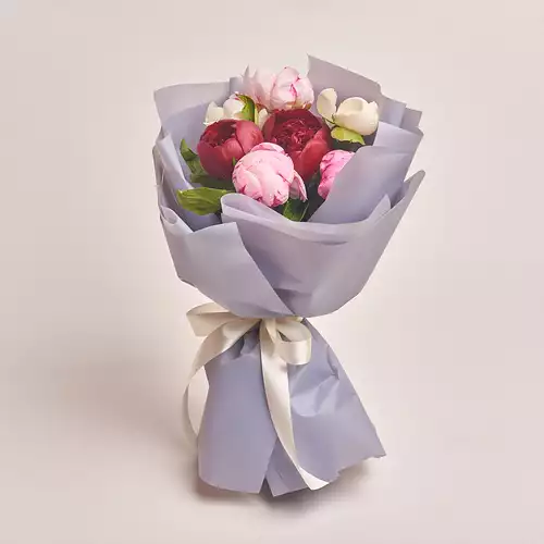 Product image Bouquet of 7 Peonies Mix, packaging: Gray, vendor code: 2751