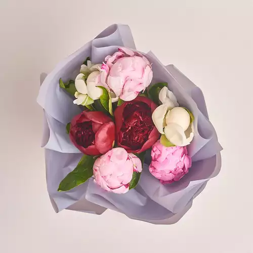 Product image Bouquet of 7 Peonies Mix, packaging: Gray, vendor code: 2751