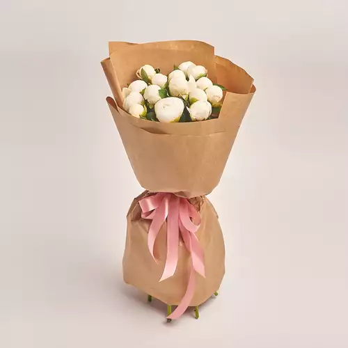 Product image Bouquet of 15 White Peonies, packaging: Craft, vendor code: 2755