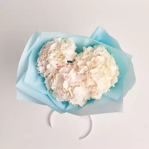 Product image Bouquet of 3 White Hydrangeas, packaging: Blue, vendor code: 2759