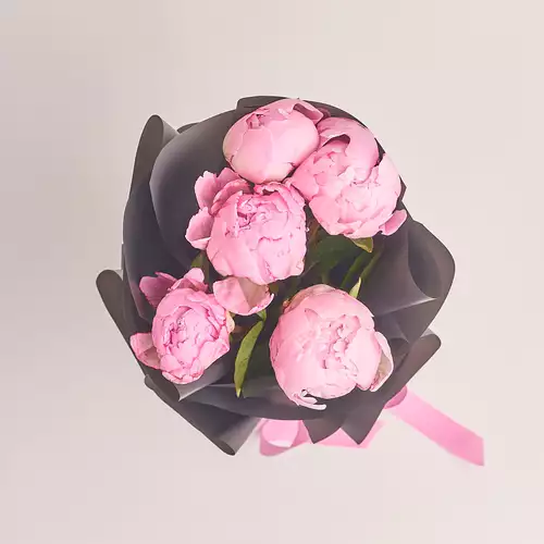 Product image Bouquet of 5 Pink Peonies, packaging: 
Graphite, vendor code: 2762