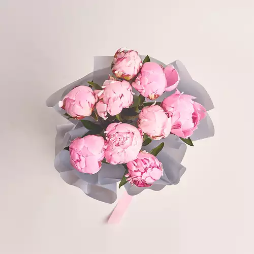 Product image Bouquet of 9 Pink Peonies, packaging: Gray, vendor code: 2763