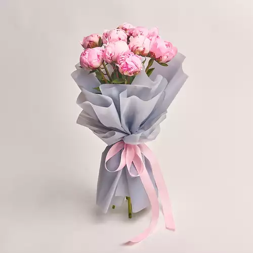 Product image Bouquet of 9 Pink Peonies, packaging: Gray, vendor code: 2763