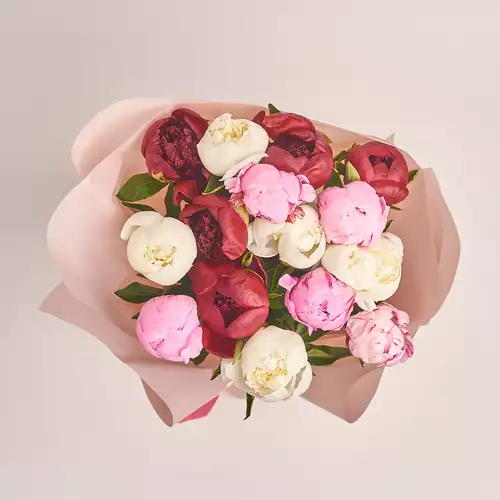 Product image Bouquet 15 Peonies Mix, packaging: Powder, vendor code: 2764