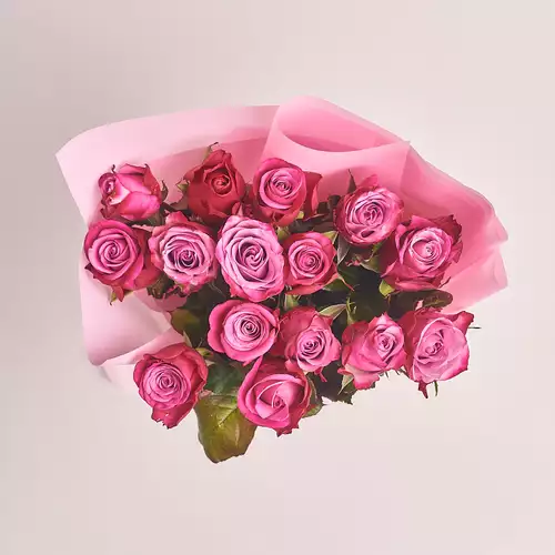 Product image Bouquet of 15 Roses Moody Blues, packaging: Pink, vendor code: 2765