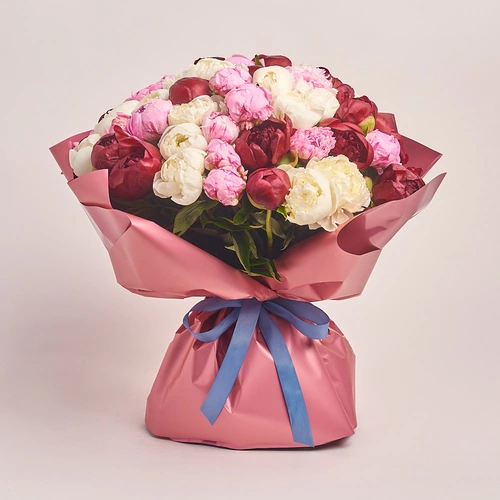 Product image Bouquet 51 Peony Mix, packaging: Coral, vendor code: 2770