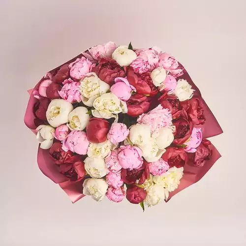 Product image Bouquet 51 Peony Mix, packaging: Coral, vendor code: 2770