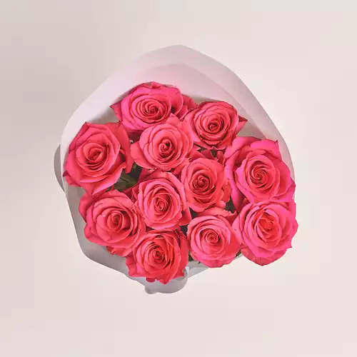 Product image Bouquet of 11 Hot pink Roses, packaging: Gray, vendor code: 2784