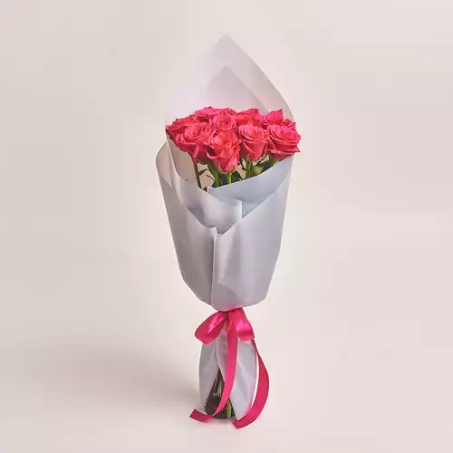 Product image Bouquet of 11 Hot pink Roses, packaging: Gray, vendor code: 2784