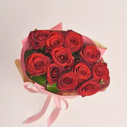 Product image Bouquet of 11 Red Roses, packaging: Gradiens pink, vendor code: 2870