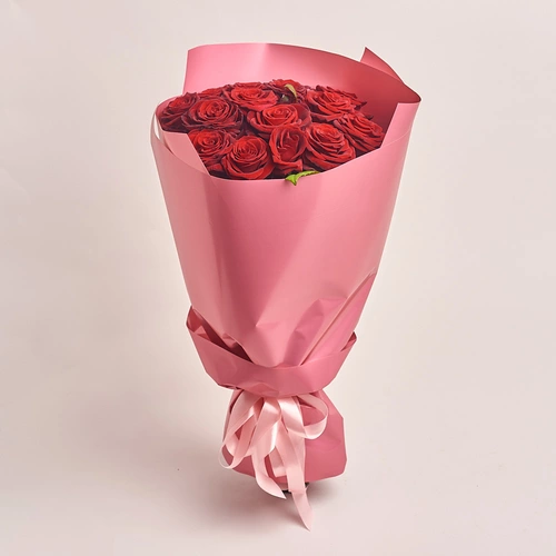 Product image Bouquet of 15 Red Roses Grand Prix, packaging: Coral, vendor code: 2876