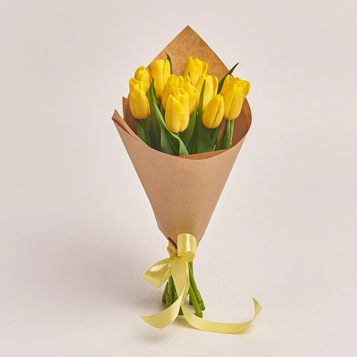 Product image Bouquet of 11 Yellow Tulips, packaging: Сraft, vendor code: 2877