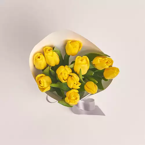 Product image Bouquet of 11 Yellow Tulips, packaging: White, vendor code: 2877