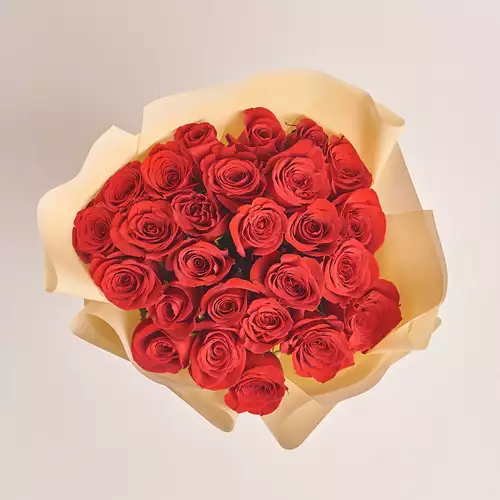 Product image Bouquet of 25 Red Roses in a peach package, packaging: Peach, vendor code: 2884