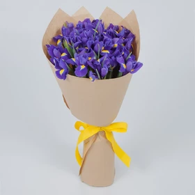 Bouquet of 25 irises in kraft packaging 