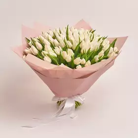 Букет 101 Белый тюльпан