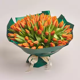 Букет 101 Оранжевый тюльпан