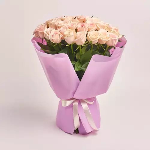 Product image Bouquet of 51 Cream roses, packaging: Purple, vendor code: 2927