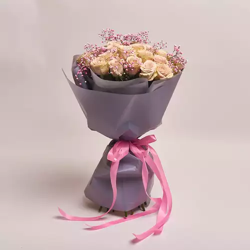 Product image Bouquet of 25 Quicksand and Gypsophila, vendor code: 2928