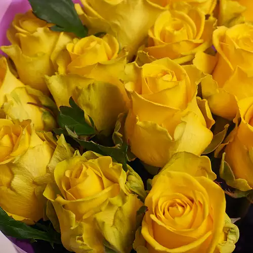 Product image Bouquet 15 Yellow roses, packaging: Peach, vendor code: 2944