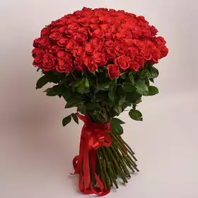 Bouquet of 101 Freedom Red Roses 100 cm