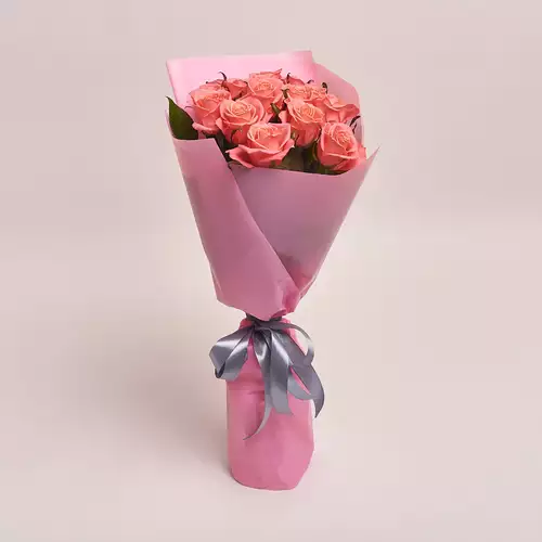 Product image Bouquet of 15 Coral Roses, packaging: Pink, vendor code: 2952