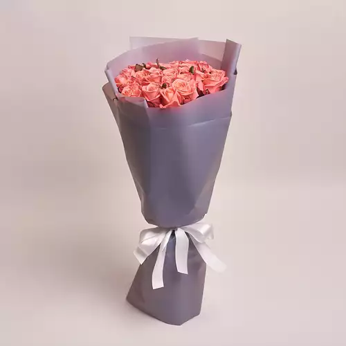 Product image Bouquet of 25 Coral Roses, packaging: Gray, vendor code: 2956