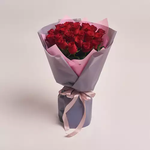 Product image Bouquet 25 Red Rose Rhodos, packaging: Gray, vendor code: 2957