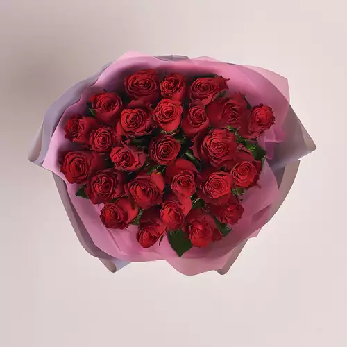 Product image Bouquet 25 Red Rose Rhodos, packaging: Gray, vendor code: 2957