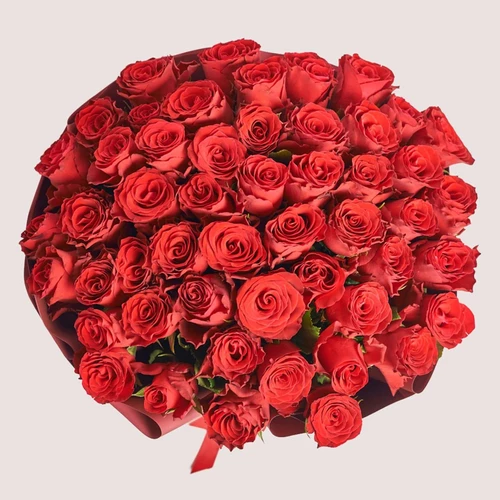 Зображення товару Bouquet 51 Red Rose Rhodos, пакування: Коралова, артикул: 2958