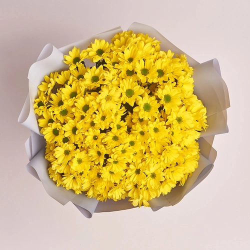 Product image Bouquet of 15 Yellow Daisies Chrysanthemums, packaging: Gray, vendor code: 2959