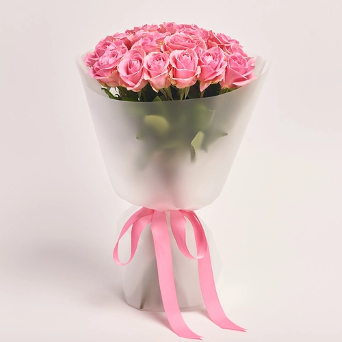 Product image Bouquet of 19 Pink Roses, packaging: Transparent, vendor code: 2963