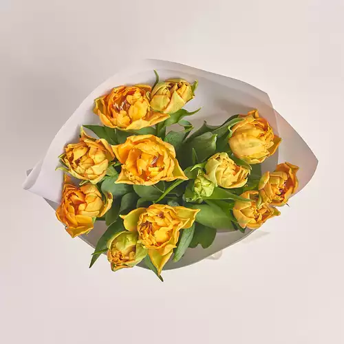 Product image Bouquet of 11 Orange peony tulips, packaging: Gray, vendor code: 2970