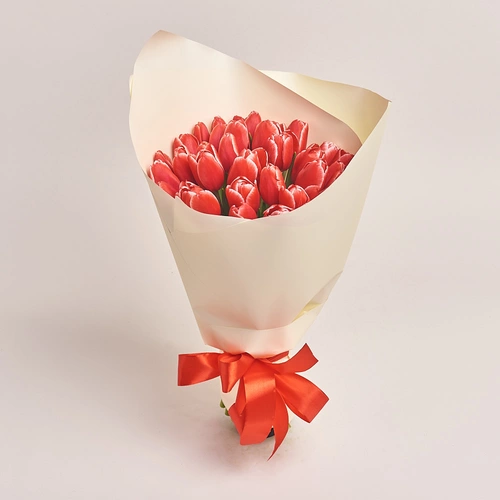 Product image Bouquet of 35 Red-white Tulips, packaging: White, vendor code: 2976