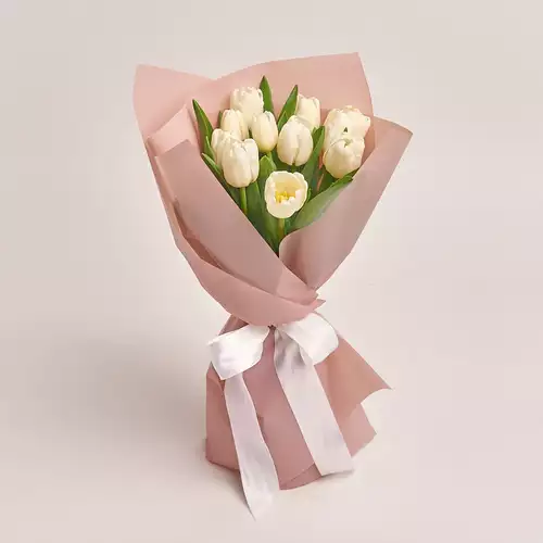 Product image Bouquet of 11 White tulips, packaging: Powder, vendor code: 2977