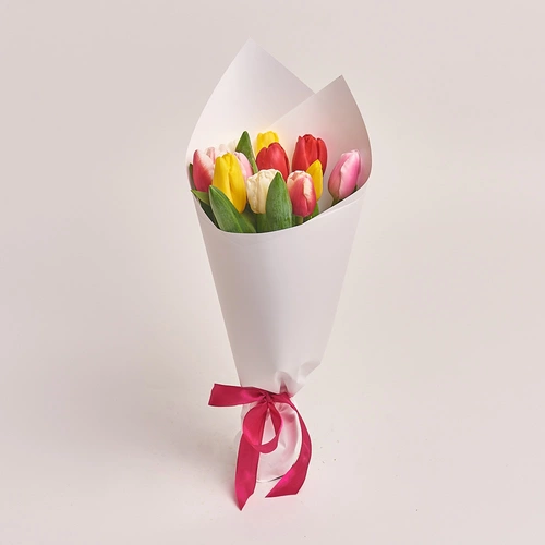 Product image Bouquet of 11 Tulips mix, packaging: White, vendor code: 2979