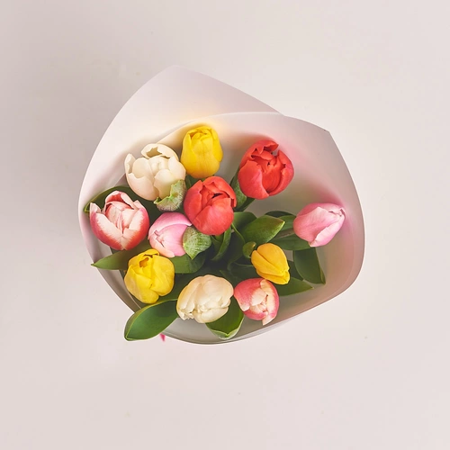 Product image Bouquet of 11 Tulips mix, packaging: White, vendor code: 2979