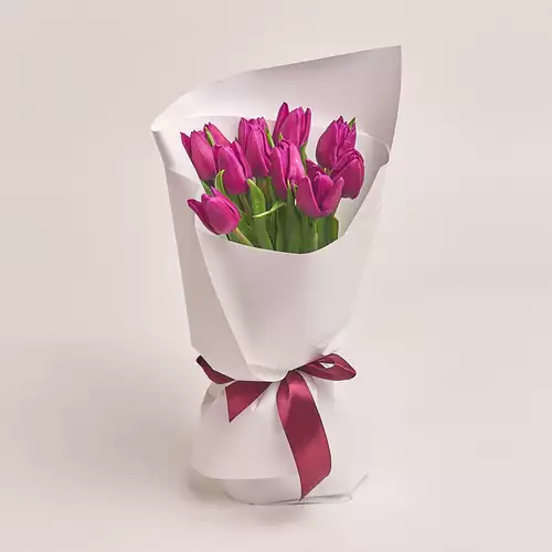 Product image Bouquet of 11 Purple Tulips, packaging: White, vendor code: 2982