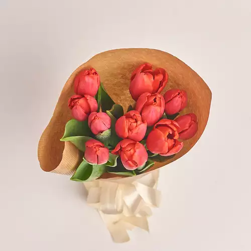 Product image Bouquet of 11 Red Tulips, packaging: Сraft, vendor code: 2984