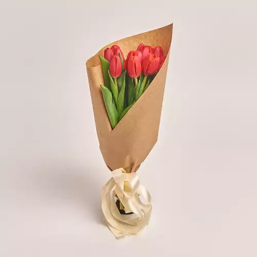 Product image Bouquet of 11 Red Tulips, packaging: Craft, vendor code: 2984