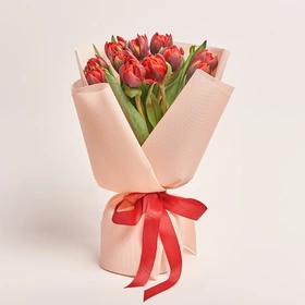 Bouquet of 11 Red peony Tulips