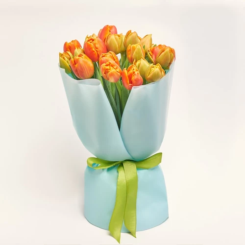 Product image Bouquet of 25 Orange Tulips, packaging: Blue, vendor code: 2989