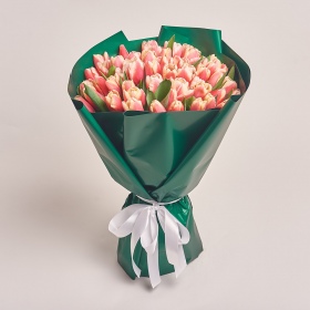Букет 51 Розово-белый тюльпан