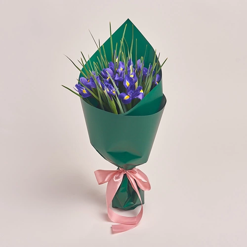 Product image Bouquet of 15 Blue iris, packaging: Green, vendor code: 2993