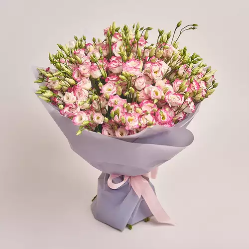 Product image Bouquet 51 White-rose eustoma, packaging: Gray, vendor code: 2994