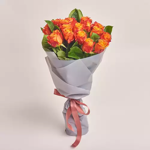 Product image Bouquet of 19 Orange Roses, packaging: Gray, vendor code: 2998