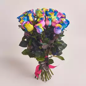 Bouquet of 25 Roses Rainbow