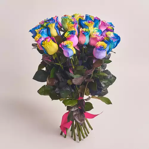 Product image Bouquet of 25 Roses Rainbow, packaging: Without packaging, vendor code: 3000