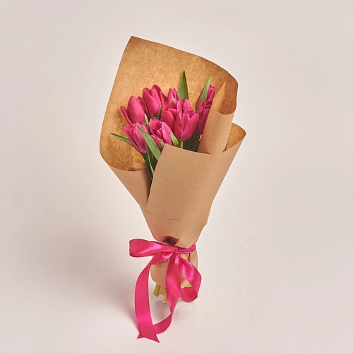 Product image Bouquet of 11 Purple Tulips, packaging: Craft, vendor code: 3005