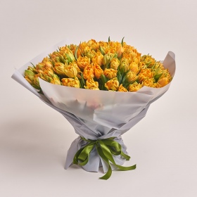 Букет 101 Оранжевый пионовидный тюльпан